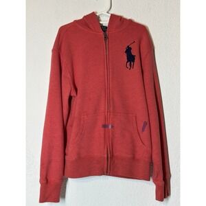 Polo Ralph Lauren Hoodie Jacket Red Full Zip Large Pony Flaw
